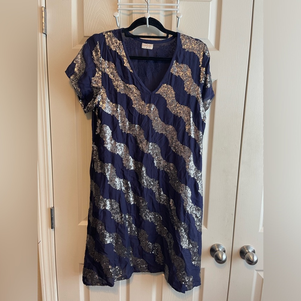 LULASoul Navy and Sequin Dress. Size Small. EUC.